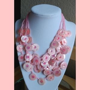 5 strand pink shell necklace set with earrings